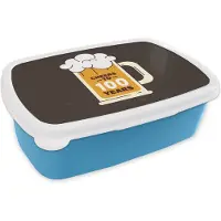 MuchoWow Broodtrommel Blauw - Lunchbox - Brooddoos - Jubileum - Feest - 100 jaar - 18x12x6 cm - Kinderen - Jongen