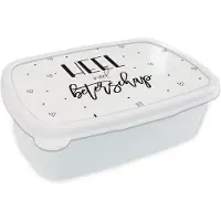 MuchoWow Broodtrommel Wit - Lunchbox - Brooddoos - Beterschap - Quotes - Hartjes - Zwart wit - 18x12x6 cm - Volwassenen