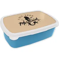 MuchoWow Broodtrommel Blauw - Lunchbox - Brooddoos - Zeemeermin - Beige - Quotes - 18x12x6 cm - Kinderen - Jongen