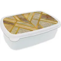 MuchoWow Broodtrommel Wit - Lunchbox - Brooddoos - Vintage - Marmer - Design - 18x12x6 cm - Volwassenen