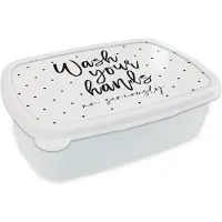 MuchoWow Broodtrommel Wit - Lunchbox - Brooddoos - Spreuken - Quotes - Wash your hands no seriously - 18x12x6 cm - Volwassenen