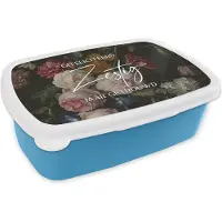 MuchoWow Broodtrommel Blauw - Lunchbox - Brooddoos - Gefeliciteerd zestig jaar getrouwd - Trouwen - Quotes - Spreuken - Bloemen - 18x12x6 cm - Kinderen - Jongen