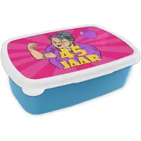 MuchoWow Broodtrommel Blauw - Lunchbox - Brooddoos - Vrouw - Verjaardag - 45 Jaar - 18x12x6 cm - Kinderen - Jongen