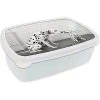 MuchoWow Broodtrommel Wit - Lunchbox - Brooddoos - Een dalmatiër met haar pup - zwart wit - 18x12x6 cm - Volwassenen