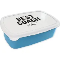 MuchoWow Broodtrommel Blauw - Lunchbox - Brooddoos - Coach - Beste - Quote - 18x12x6 cm - Kinderen - Jongen
