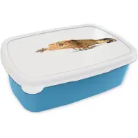 MuchoWow Broodtrommel Blauw - Lunchbox - Brooddoos - Lopende gekko - 18x12x6 cm - Kinderen - Jongen