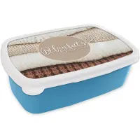 MuchoWow Broodtrommel Blauw - Lunchbox - Brooddoos - Spreuken - 'Blankets and fuzzy socks' - Quotes - 18x12x6 cm - Kinderen - Jongen