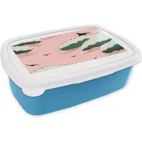 MuchoWow Broodtrommel Blauw - Lunchbox - Brooddoos - Wolken - Vogel - Retro - Japans - Scandinavisch - 18x12x6 cm - Kinderen - Jongen