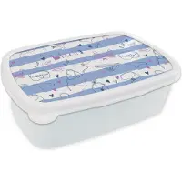 MuchoWow Broodtrommel Wit - Lunchbox - Brooddoos - Bikini - Zomer - Patronen - 18x12x6 cm - Volwassenen