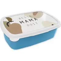 MuchoWow Broodtrommel Blauw - Lunchbox - Brooddoos - Spreuken - Beste mama ooit - Quotes - Mama - 18x12x6 cm - Kinderen - Jongen