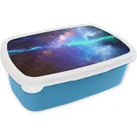 MuchoWow Broodtrommel Blauw - Lunchbox - Brooddoos - Ruimte - Blauw - Groen - 18x12x6 cm - Kinderen - Jongen