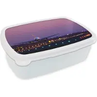 MuchoWow Broodtrommel Wit - Lunchbox - Brooddoos - Vliegtuig land in Spanje - 18x12x6 cm - Volwassenen