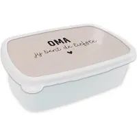 MuchoWow Broodtrommel Wit - Lunchbox - Brooddoos - Oma - Oma jij bent de liefste - Quotes - Spreuken - 18x12x6 cm - Volwassenen