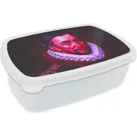 MuchoWow Broodtrommel Wit - Lunchbox - Brooddoos - Willem van Oranje - Adriaen Thomasz - Rood - 18x12x6 cm - Volwassenen