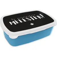 MuchoWow Broodtrommel Blauw - Lunchbox - Brooddoos - Meester - Quotes - De allerleukste meester - Spreuken - 18x12x6 cm - Kinderen - Jongen