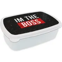 MuchoWow Broodtrommel Wit - Lunchbox - Brooddoos - Quotes - Spreuken - 'I'm the boss' - Rood - 18x12x6 cm - Volwassenen