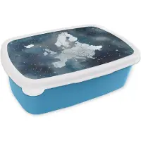 MuchoWow Broodtrommel Blauw - Lunchbox - Brooddoos - Kaart - Europa - Sterrenhemel - 18x12x6 cm - Kinderen - Jongen