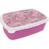 MuchoWow Broodtrommel Roze - Lunchbox - Brooddoos - Alcohol inkt - Marmer - Roze - Patronen - 18x12x6 cm - Kinderen - Meisje