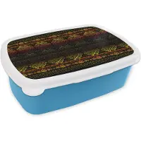 MuchoWow Broodtrommel Blauw - Lunchbox - Brooddoos - Afrika - Patronen - Abstract - 18x12x6 cm - Kinderen - Jongen