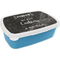 MuchoWow Broodtrommel Blauw - Lunchbox - Brooddoos - Quotes - Mama je hebt mij al - Spreuken - Mama - 18x12x6 cm - Kinderen - Jongen