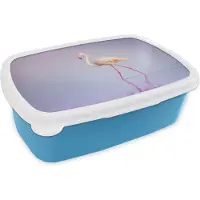 MuchoWow Broodtrommel Blauw - Lunchbox - Brooddoos - Flamingo - Water - Roze - 18x12x6 cm - Kinderen - Jongen