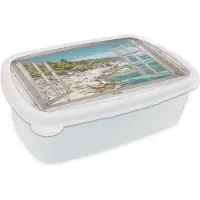 MuchoWow Broodtrommel Wit - Lunchbox - Brooddoos - Doorkijk - Boom - Zee - 18x12x6 cm - Volwassenen