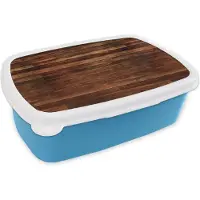 MuchoWow Broodtrommel Blauw - Lunchbox - Brooddoos - Hardhout - Robuust - Patronen - 18x12x6 cm - Kinderen - Jongen