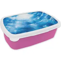 MuchoWow Broodtrommel Roze - Lunchbox - Brooddoos - Water - Zee - Zon - 18x12x6 cm - Kinderen - Meisje