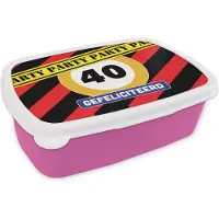 MuchoWow Broodtrommel Roze - Lunchbox - Brooddoos - Jubileum - 40 Jaar - Verkeersbord - 18x12x6 cm - Kinderen - Meisje