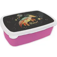 MuchoWow Broodtrommel Roze - Lunchbox - Brooddoos - Quotes - 'Roar' - Dinosaurus - Spreuken - Kids - Jongens - Meisjes - Kinderen - 18x12x6 cm - Kinderen - Meisje