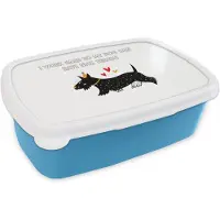 MuchoWow Broodtrommel Blauw - Lunchbox - Brooddoos - Spreuken - Quotes - I work hard so my dog can have nice things - Honden - 18x12x6 cm - Kinderen - Jongen