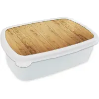 MuchoWow Broodtrommel Wit - Lunchbox - Brooddoos - Patronen - Planken - Natuur - 18x12x6 cm - Volwassenen