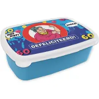 MuchoWow Broodtrommel Blauw - Lunchbox - Brooddoos - Verjaardag - 60 Jaar - Jubileum - 18x12x6 cm - Kinderen - Jongen