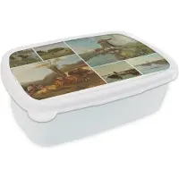 MuchoWow Broodtrommel Wit - Lunchbox - Brooddoos - Collage - Nederland - Kunst - 18x12x6 cm - Volwassenen