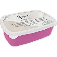 MuchoWow Broodtrommel Roze - Lunchbox - Brooddoos - Woordenboek - Home - Quote - 18x12x6 cm - Kinderen - Meisje