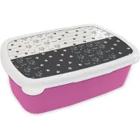 MuchoWow Broodtrommel Roze - Lunchbox - Brooddoos - Katten - Pootjes - Patronen - Huisdier - 18x12x6 cm - Kinderen - Meisje