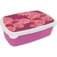 MuchoWow Broodtrommel Roze - Lunchbox - Brooddoos - Luipaard - Dierenprint - Pioenroos - Patroon - 18x12x6 cm - Kinderen - Meisje