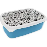 MuchoWow Broodtrommel Blauw - Lunchbox - Brooddoos - Celtic - Zwart - Wit - Vintage - Patronen - 18x12x6 cm - Kinderen - Jongen