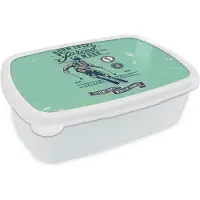 MuchoWow Broodtrommel Wit - Lunchbox - Brooddoos - Skipak - Retro - Groen - 18x12x6 cm - Volwassenen