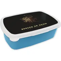 MuchoWow Broodtrommel Blauw - Lunchbox - Brooddoos - Bergen op Zoom - Kaart - Stadskaart - Plattegrond - 18x12x6 cm - Kinderen - Jongen