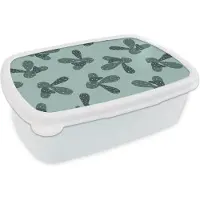 MuchoWow Broodtrommel Wit - Lunchbox - Brooddoos - Zomer - Cactussen - Pastel - 18x12x6 cm - Volwassenen