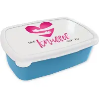 MuchoWow Broodtrommel Blauw - Lunchbox - Brooddoos - Beterschap - Quotes - Knuffel - 18x12x6 cm - Kinderen - Jongen