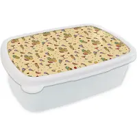 MuchoWow Broodtrommel Wit - Lunchbox - Brooddoos - Zomer - Fruit - Cocktails - Patronen - 18x12x6 cm - Volwassenen