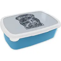 MuchoWow Broodtrommel Blauw - Lunchbox - Brooddoos - Sport - Kung fu - Vintage - 18x12x6 cm - Kinderen - Jongen
