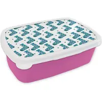 MuchoWow Broodtrommel Roze - Lunchbox - Brooddoos - Sokken - Patronen - Hartjes - 18x12x6 cm - Kinderen - Meisje