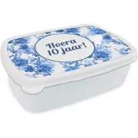 MuchoWow Broodtrommel Wit - Lunchbox - Brooddoos - Jubileum - Quote - Blauw - 18x12x6 cm - Volwassenen