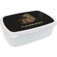 MuchoWow Broodtrommel Wit - Lunchbox - Brooddoos - Stadskaart - Vlaardingen - Kaart - Plattegrond - Nederland - 18x12x6 cm - Volwassenen