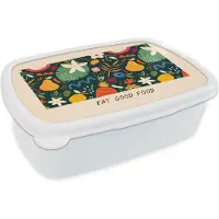 MuchoWow Broodtrommel Wit - Lunchbox - Brooddoos - Spreuken - Eat good food - Quotes - Eten - 18x12x6 cm - Volwassenen