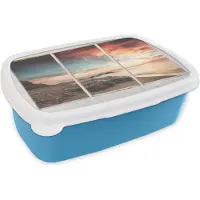 MuchoWow Broodtrommel Blauw - Lunchbox - Brooddoos - Doorkijk - Strand - Zee - 18x12x6 cm - Kinderen - Jongen