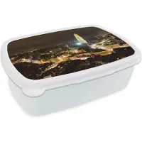 MuchoWow Broodtrommel Wit - Lunchbox - Brooddoos - Utrecht - Licht - Dom - 18x12x6 cm - Volwassenen